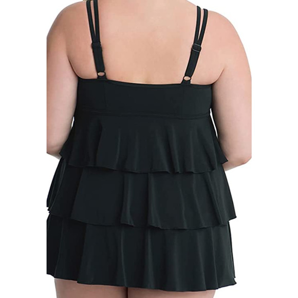 SWIM SOLUTIONS Black Ruffled Full Coverage One Piece Swimsuit 26W 26 - Picture 4 of 6